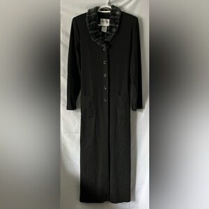 Danny & Nicole Light Long Coat with Faux Fur Collar Size 14